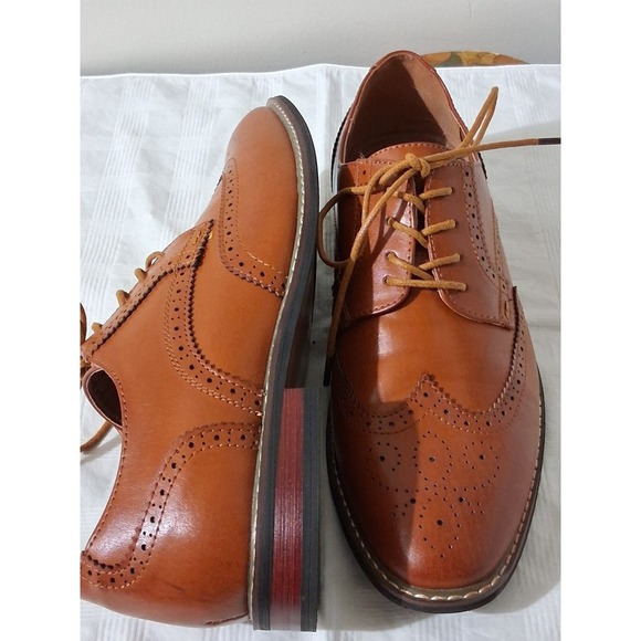 Meridos Mens Brown Wingtip Oxford Dress Shoes JD02 Size 9.5 Tan Brogue Lace Up main image 8